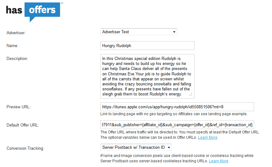Create Offer Form for HasOffers